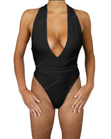 Deep V-Neck Strap Tie One Piece