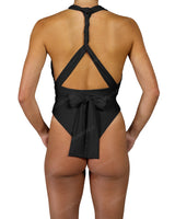 Deep V-Neck Strap Tie One Piece