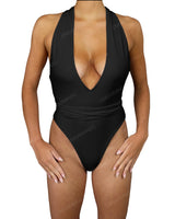 Deep V-Neck Strap Tie One Piece