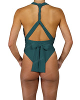 Deep V-Neck Strap Tie One Piece