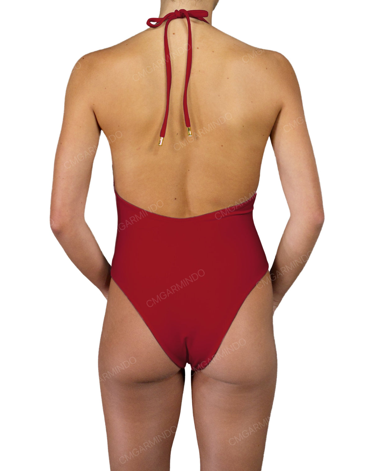 Deep V-Neck Halter String Tie One Piece