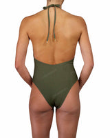 Deep V-Neck Halter String Tie One Piece