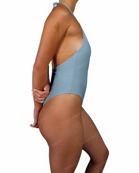 Deep V-Neck Halter String Tie One Piece
