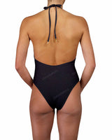 Deep V-Neck Halter String Tie One Piece