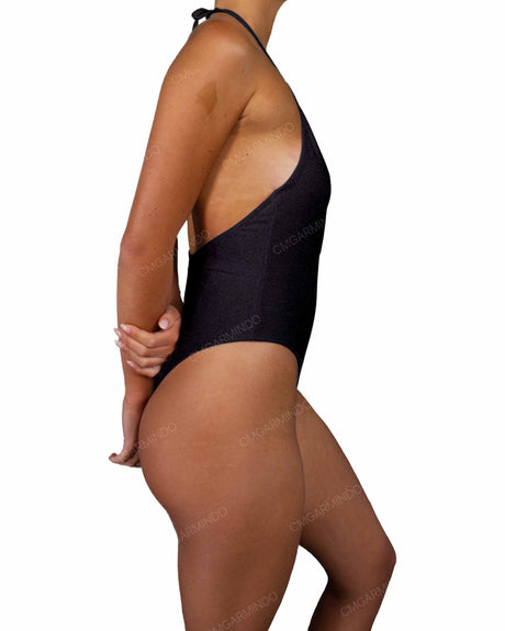 Deep V-Neck Halter String Tie One Piece