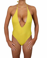 Deep V-Neck Halter String Tie One Piece