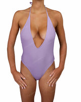 Deep V-Neck Halter String Tie One Piece