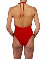 Deep V-Neck Halter String Tie One Piece