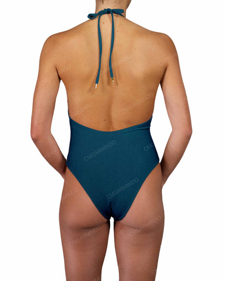 Deep V-Neck Halter String Tie One Piece