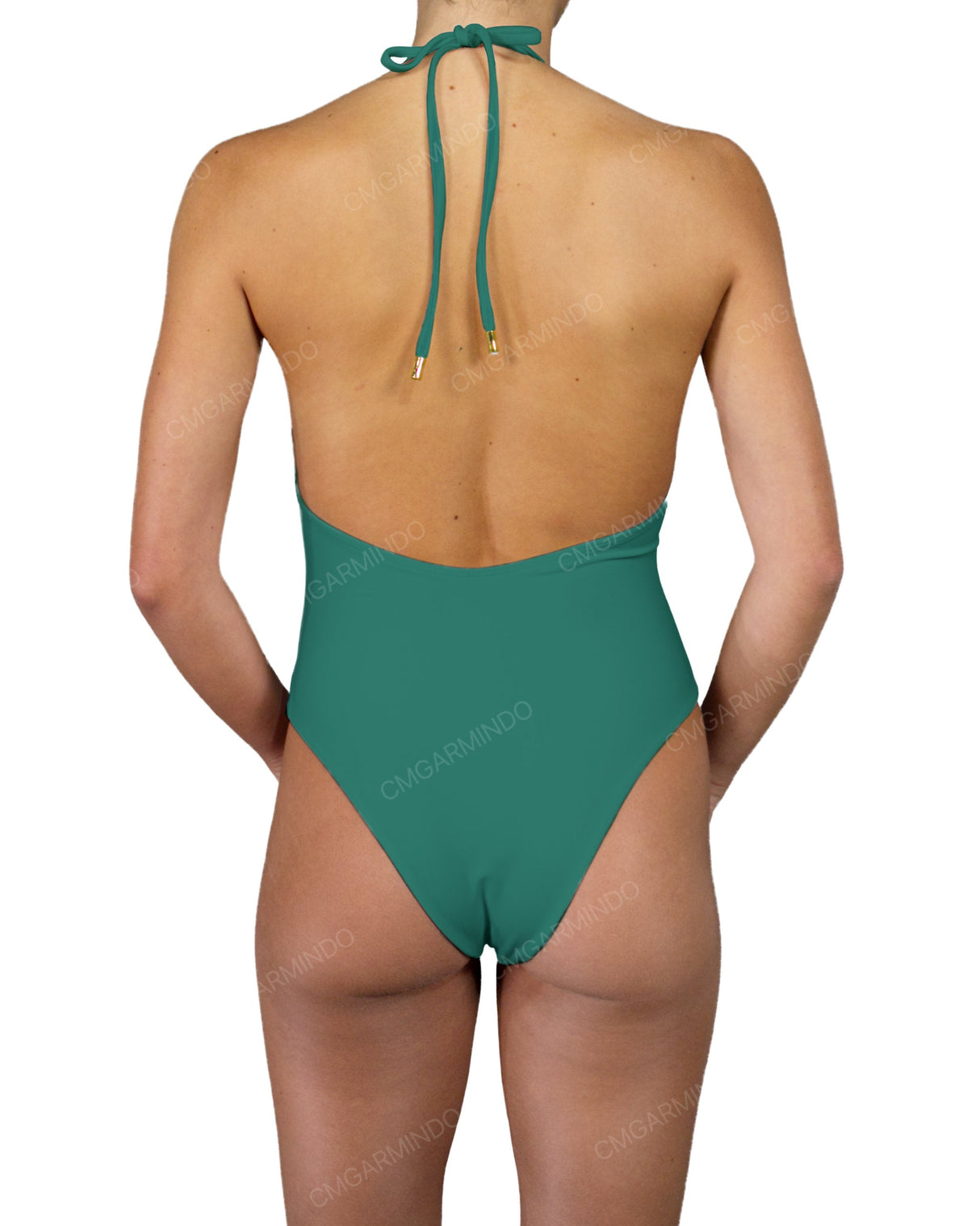 Deep V-Neck Halter String Tie One Piece