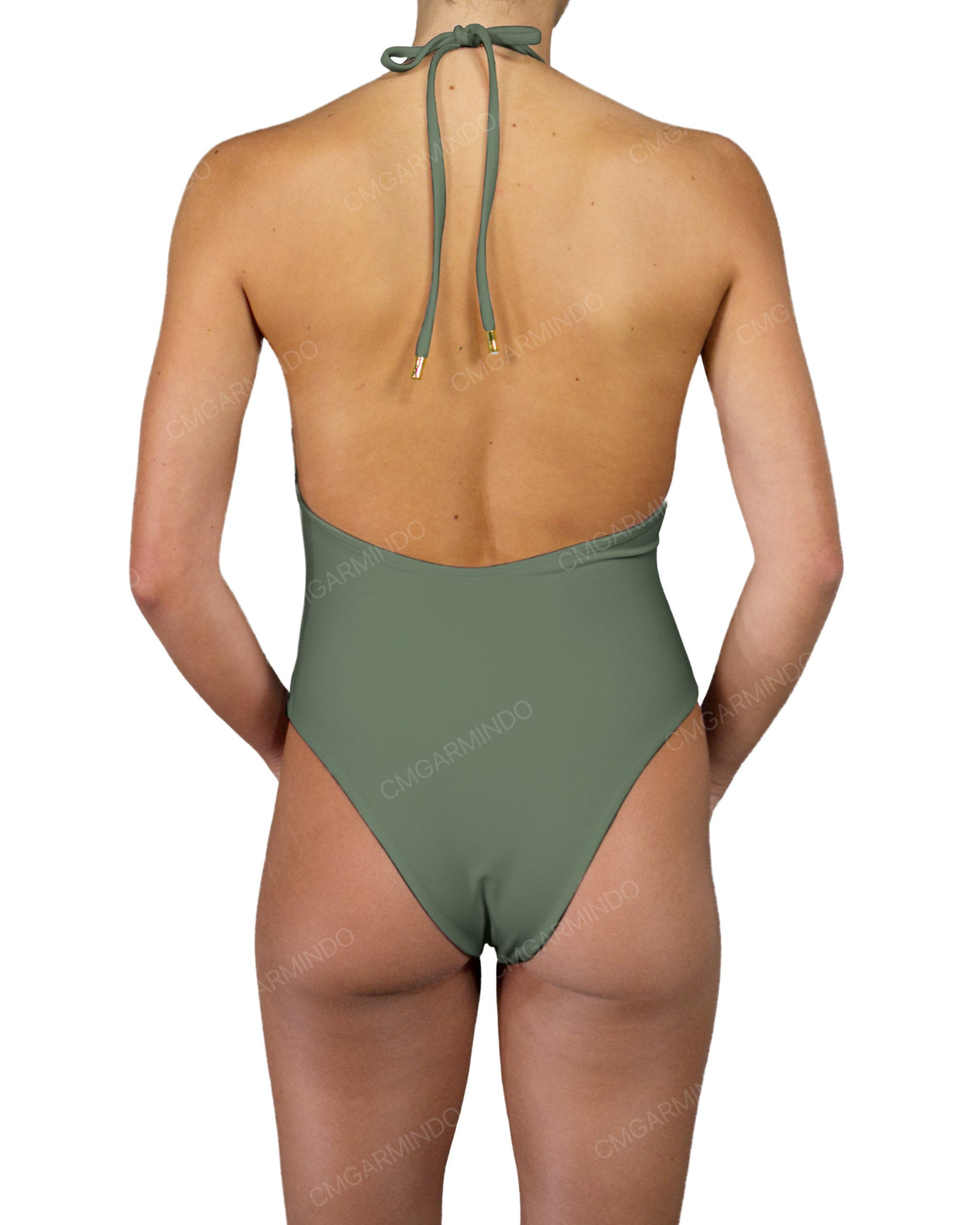 Deep V-Neck Halter String Tie One Piece