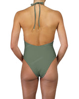 Deep V-Neck Halter String Tie One Piece