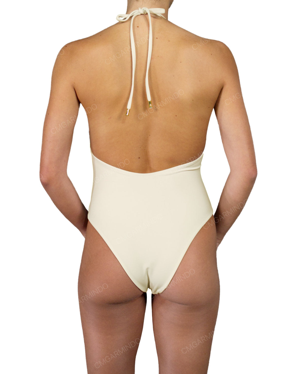 Deep V-Neck Halter String Tie One Piece