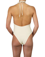 Deep V-Neck Halter String Tie One Piece