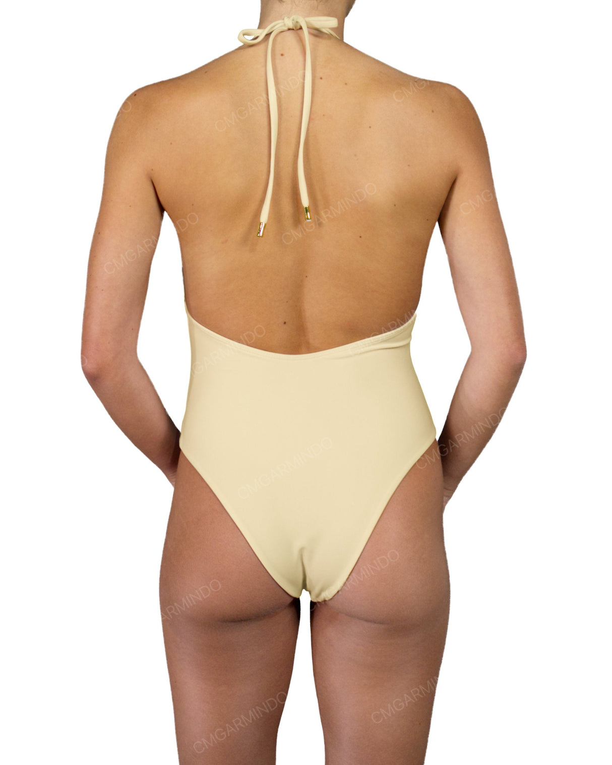 Deep V-Neck Halter String Tie One Piece