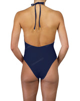 Deep V-Neck Halter String Tie One Piece