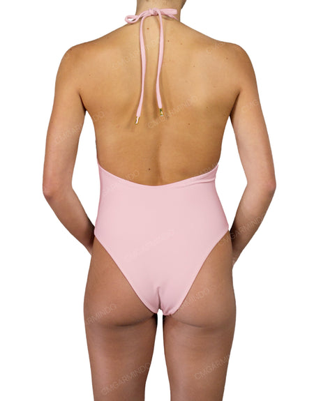 Deep V-Neck Halter String Tie One Piece