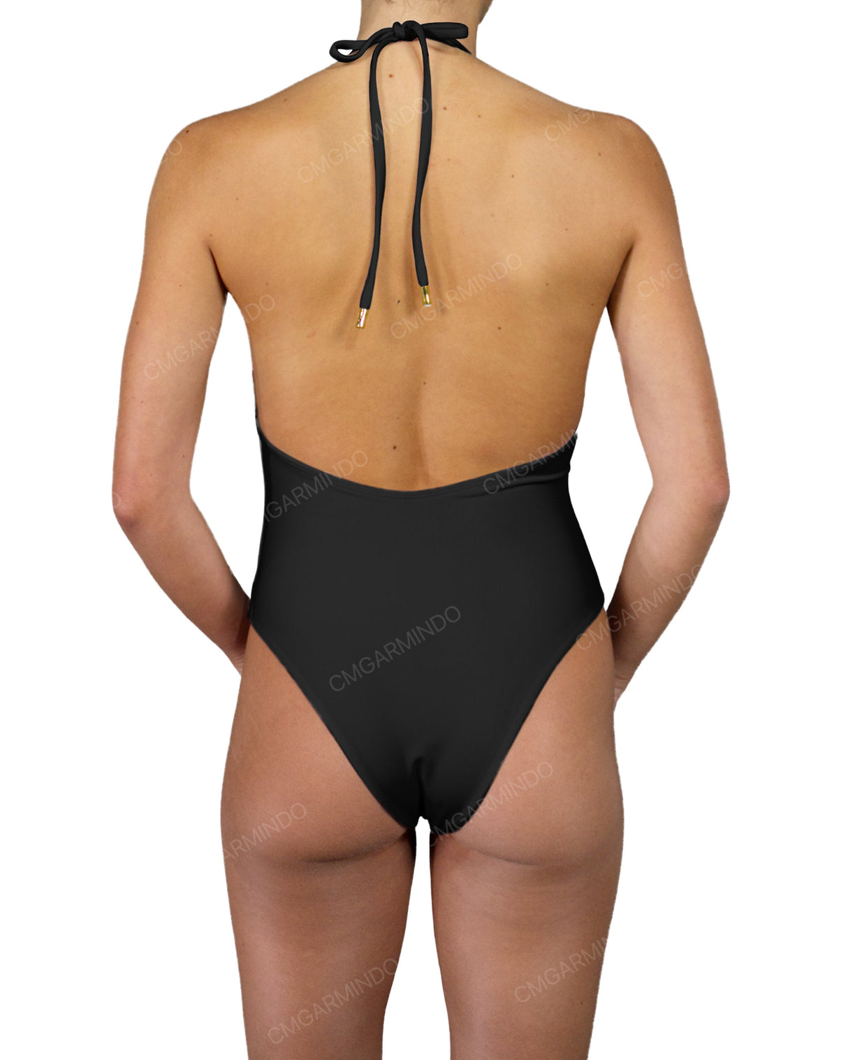 Deep V-Neck Halter String Tie One Piece