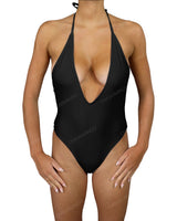 Deep V-Neck Halter String Tie One Piece