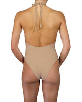 Deep V-Neck Halter String Tie One Piece