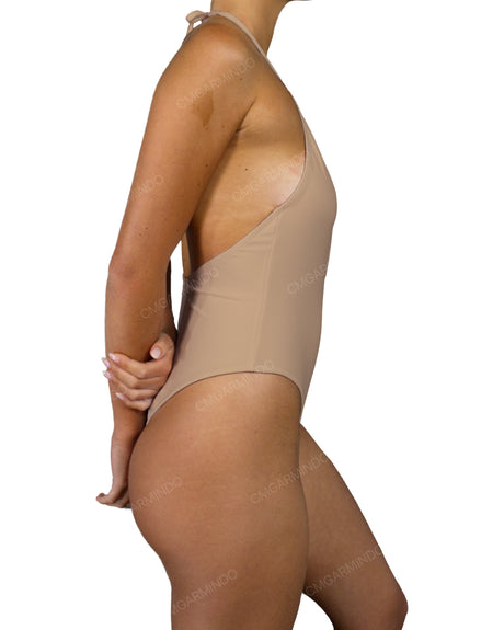 Deep V-Neck Halter String Tie One Piece