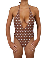 Deep V-Neck Halter String Tie One Piece