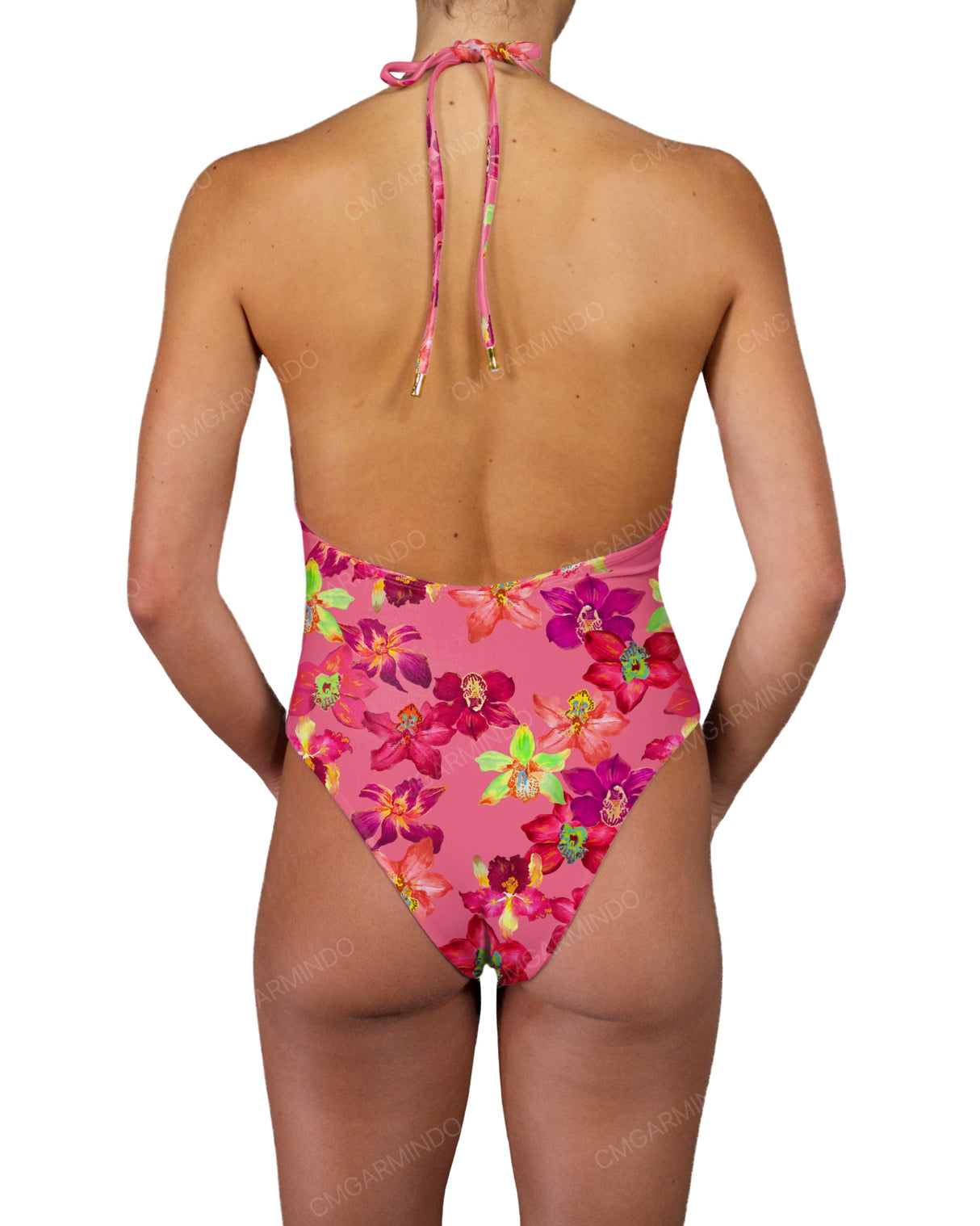 Deep V-Neck Halter String Tie One Piece