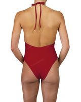 Deep V-Neck Halter String Tie One Piece