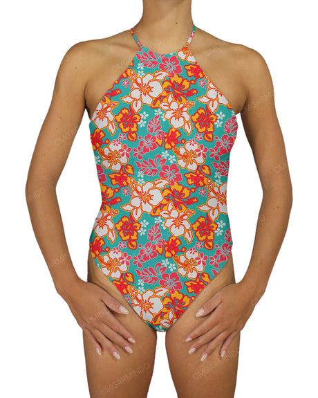 High Neck Halter Tie One Piece