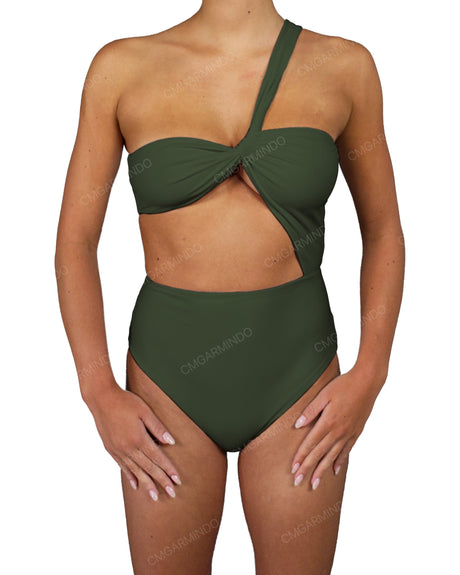 One Shoulder Twist One Piece