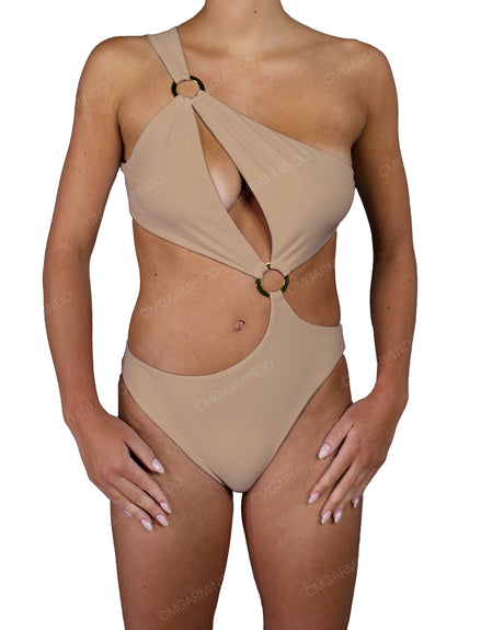 Asymmetrical Cut Out One Shoulder One Piece
