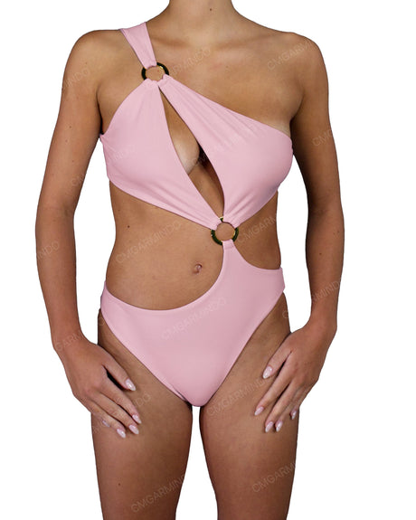 Asymmetrical Cut Out One Shoulder One Piece