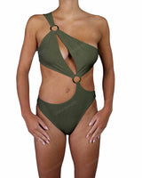 Asymmetrical Cut Out One Shoulder One Piece