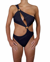 Asymmetrical Cut Out One Shoulder One Piece