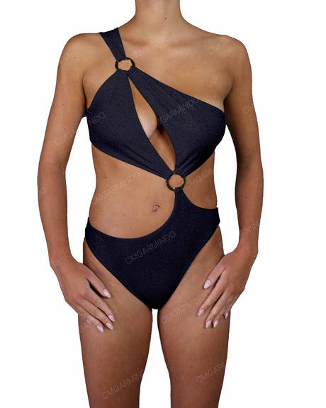 Asymmetrical Cut Out One Shoulder One Piece
