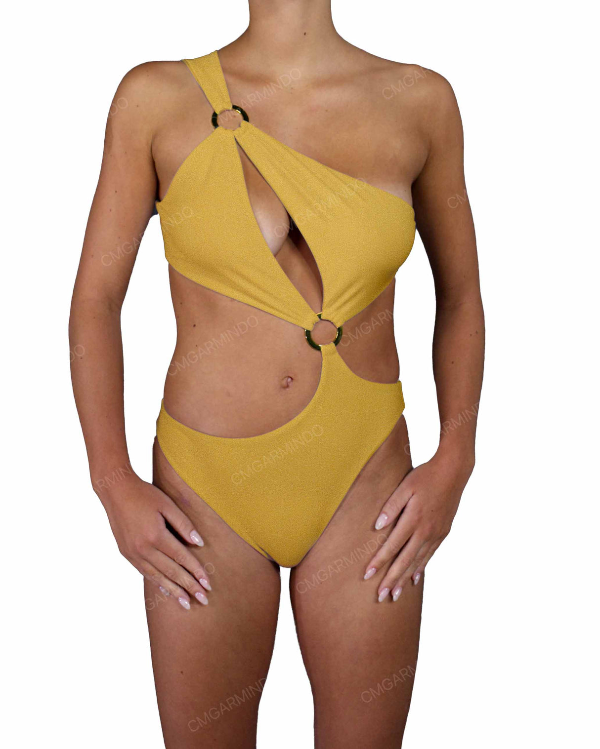 Asymmetrical Cut Out One Shoulder One Piece