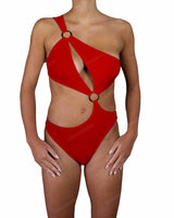 Asymmetrical Cut Out One Shoulder One Piece