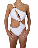 Asymmetrical Cut Out One Shoulder One Piece