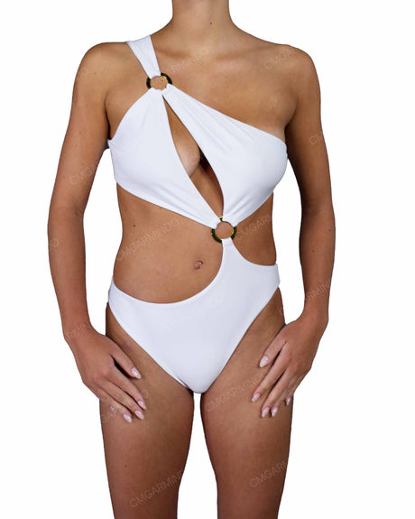 Asymmetrical Cut Out One Shoulder One Piece