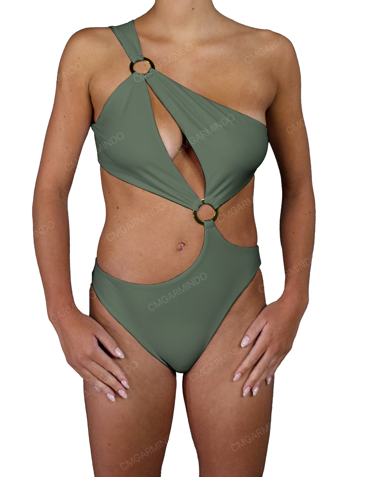 Asymmetrical Cut Out One Shoulder One Piece
