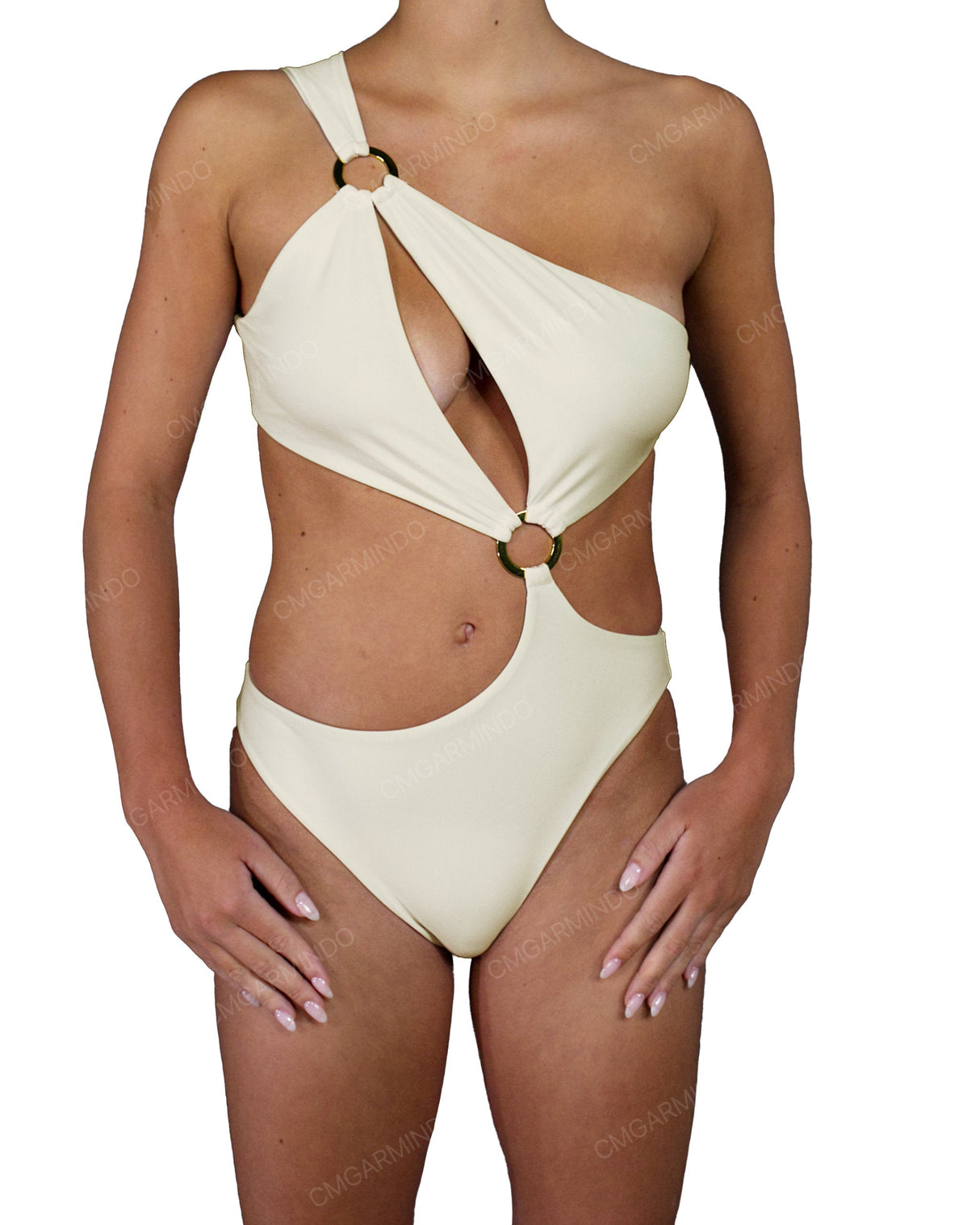Asymmetrical Cut Out One Shoulder One Piece