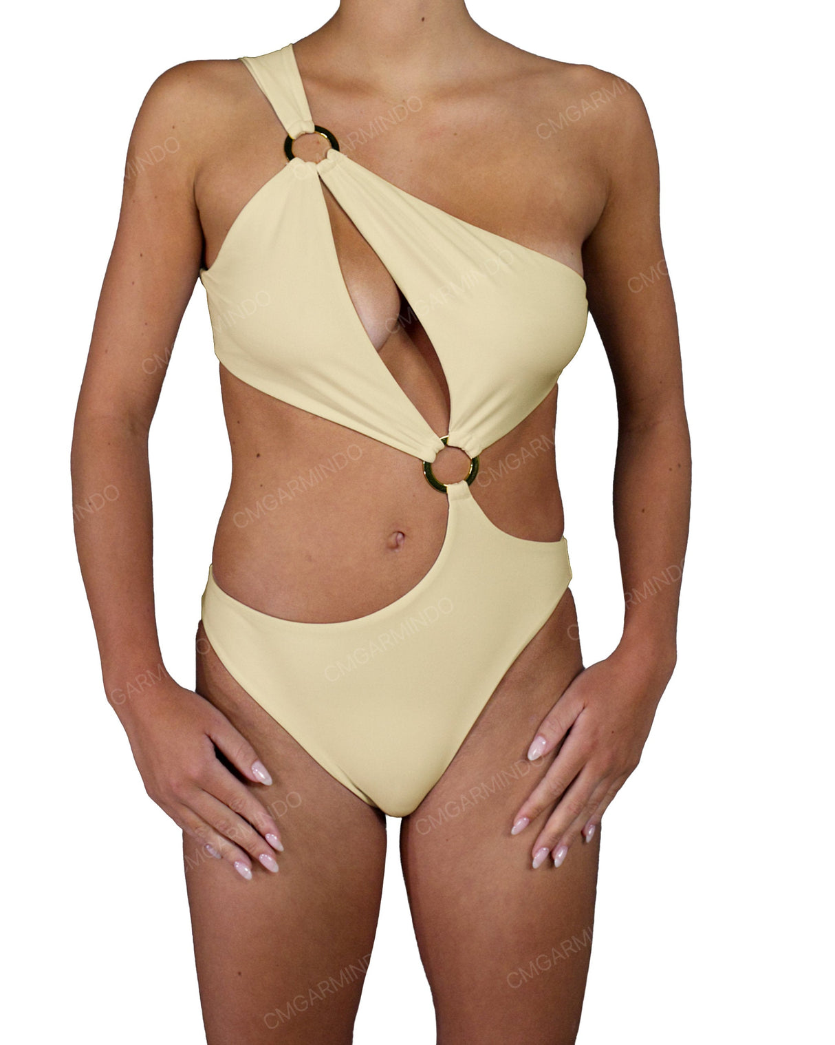 Asymmetrical Cut Out One Shoulder One Piece