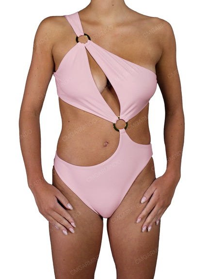 Asymmetrical Cut Out One Shoulder One Piece
