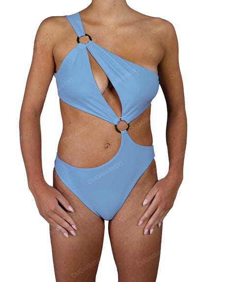 Asymmetrical Cut Out One Shoulder One Piece