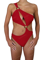 Asymmetrical Cut Out One Shoulder One Piece