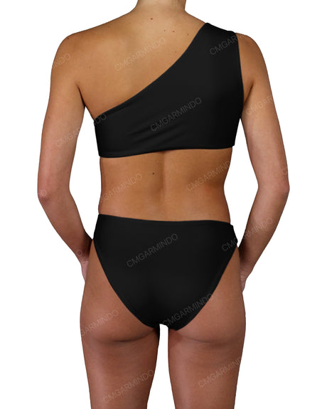 Asymmetrical Cut Out One Shoulder One Piece