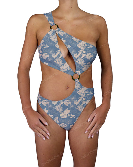 Asymmetrical Cut Out One Shoulder One Piece