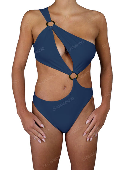 Asymmetrical Cut Out One Shoulder One Piece