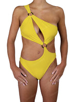 Asymmetrical Cut Out One Shoulder One Piece