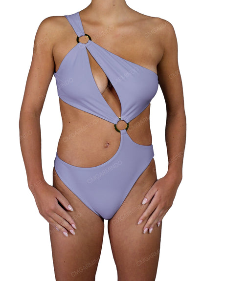 Asymmetrical Cut Out One Shoulder One Piece